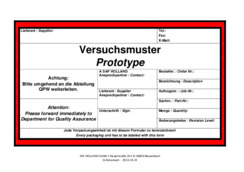Lieferanten - Formular/Label (Versuchsmuster)