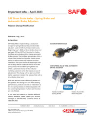 SAF Drum Brake Axles - Spring Brake & Automatic Brake Adjusters Change Bulletin