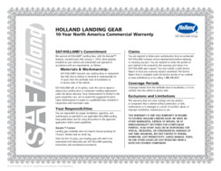 HOLLAND Landing Gear 10-Year North America Commercial Warranty