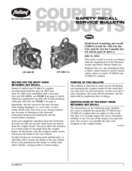 Service Bulletin - Safety Recall for Draft Hook Retaining Nut (Canada)