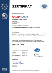 ISO 9001 : 2015 - Qualitätsmanagementsystem