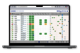 Fleet management software displaying vehicle maintenance data on a laptop screen.