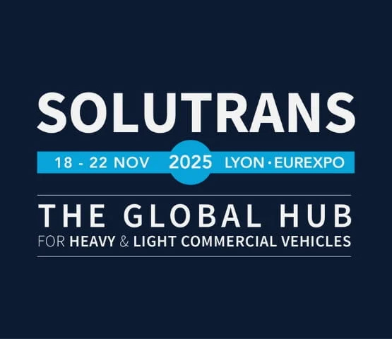 Logo for trade fair Solutrans 2025, Lyon, Nov 18-22, global hub for heavy and light commercial vehicles.