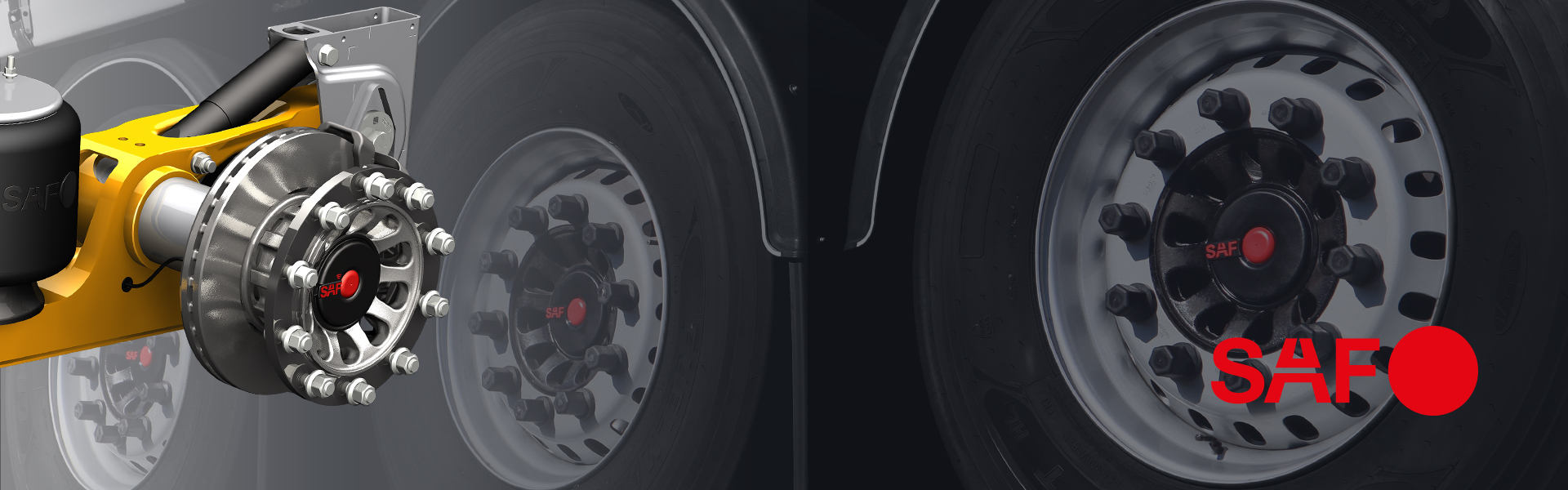 Close-up of SAF axcle and trailer wheels