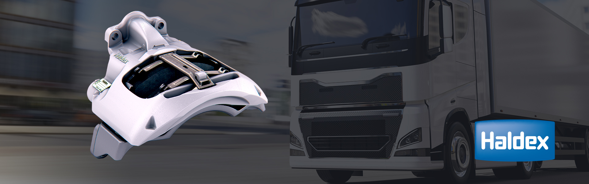 Close-up of Trailer wheels with Haldex caliper