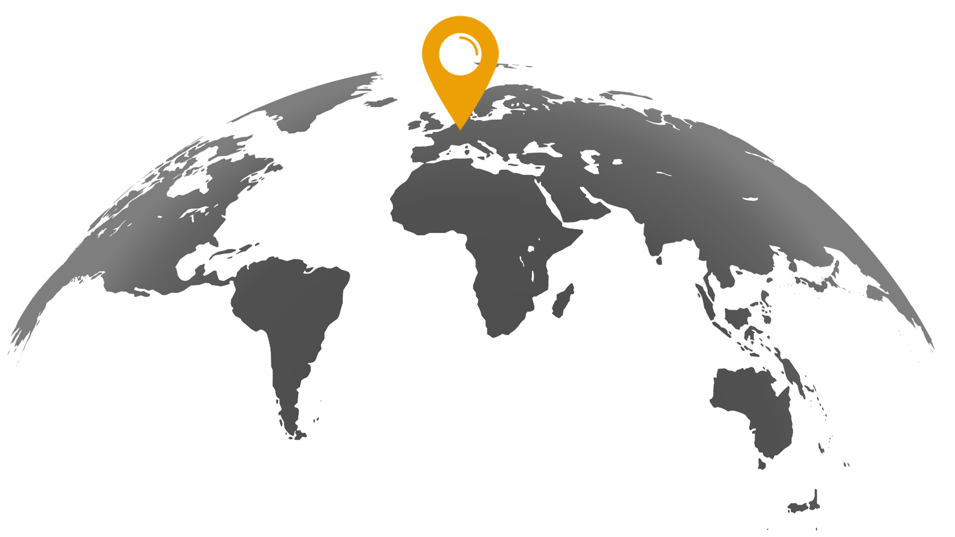 Graphic of globe with icon for a certain place in orange