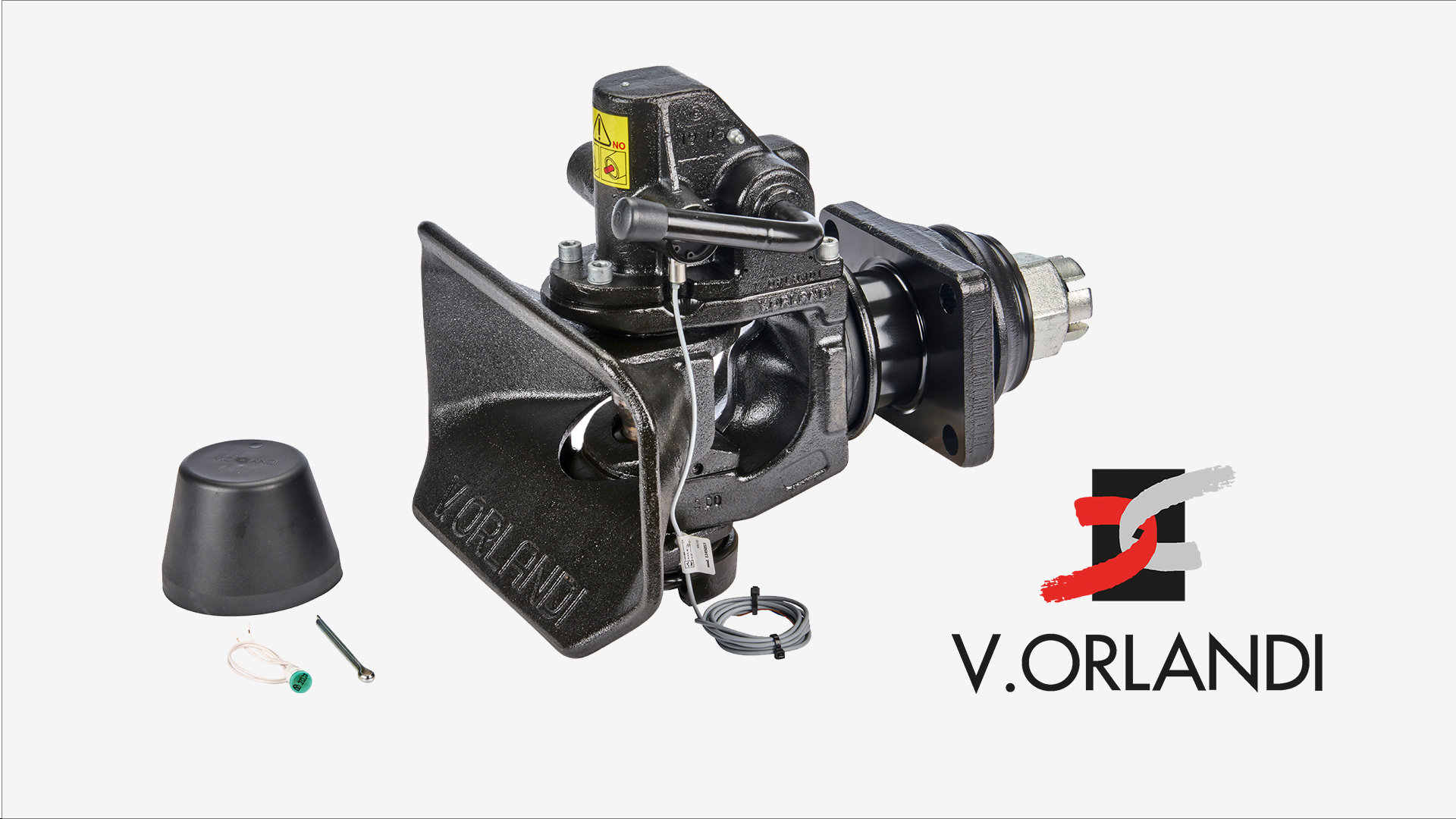 V.ORLANDI trailer coupling component with logo displayed on a white background.