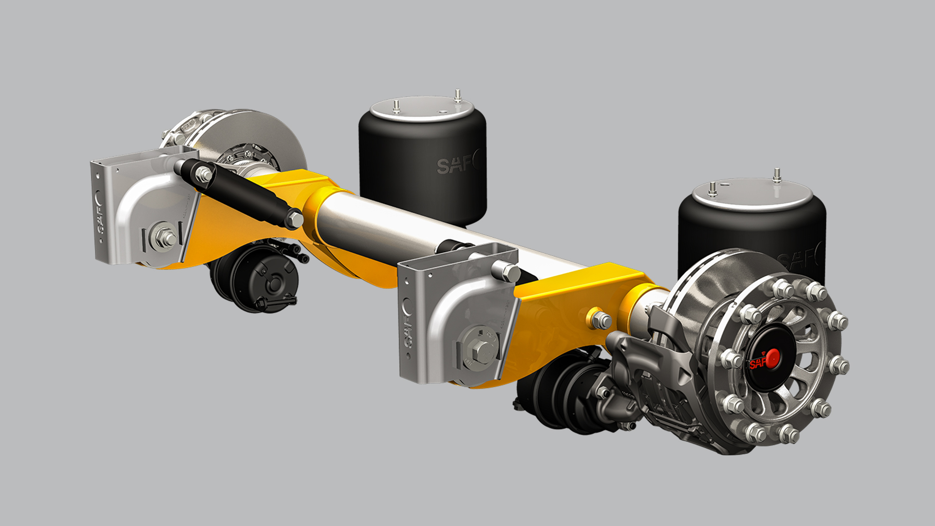 SAF-HOLLAND axle and suspension system for trucks and trailers.