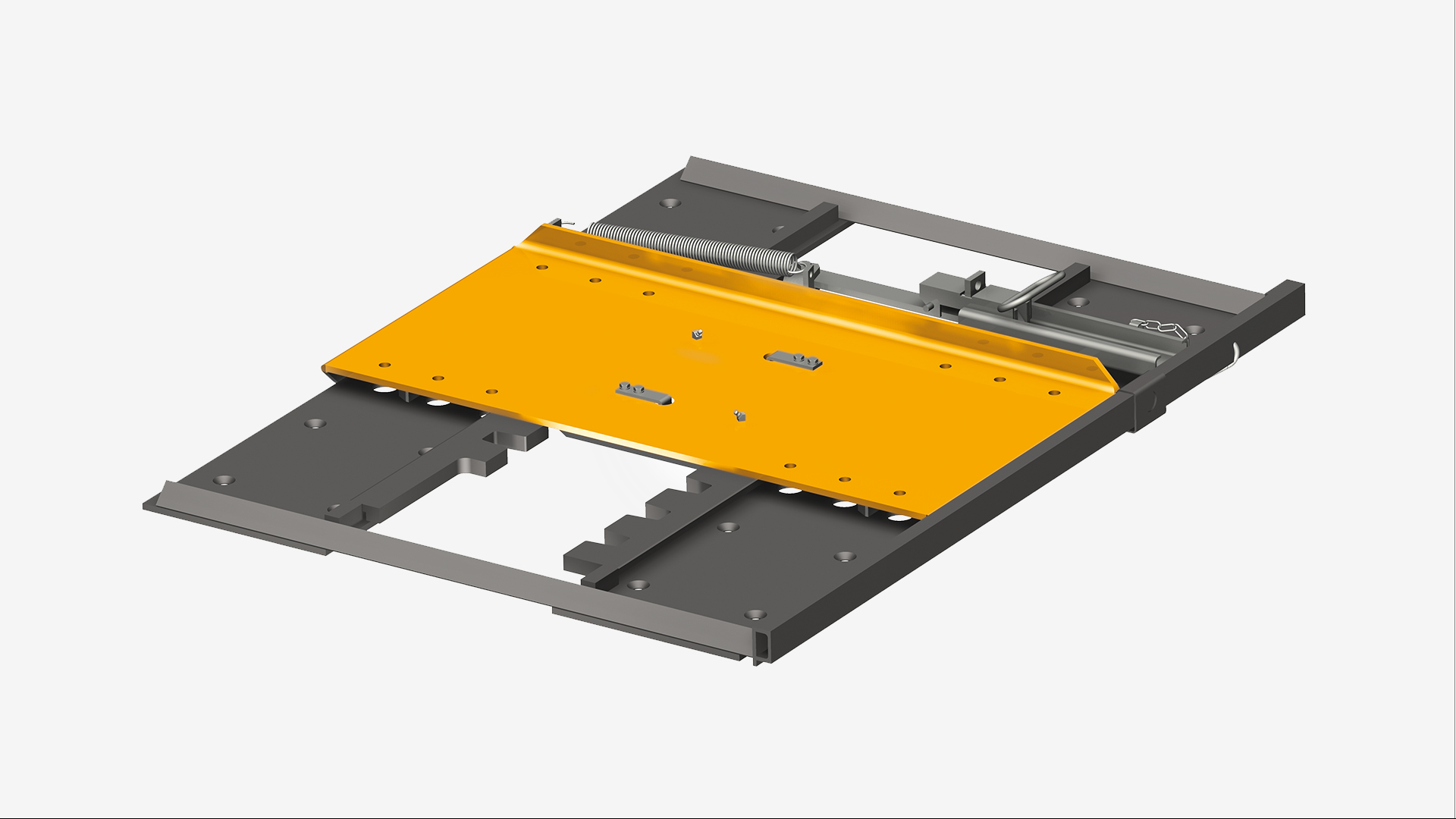 SAF-HOLLAND coupling system component with gray frame and yellow surface.