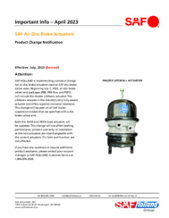 SAF Air Disc Brake Actuators Product Change Bulletin