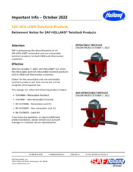 SAF-HOLLAND Twistlock Products Retirement Bulletin