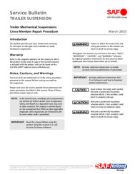SAF Service Bulletin Trailer Suspension - Trailer Mechanical Suspensions Cross-Member Repair Procedure