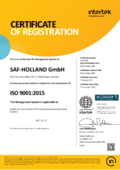 ISO 9001:2015 - SAF-HOLLAND Singen