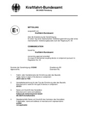 Kraftfahrt-Bundesamt concerning approval extended of a type of mechanical coupling device or component pursuant to Regulation No. 55
