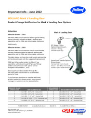 Discontinuation of 65" Grease Fitting Option for HOLLAND MARK V Landing Gear Assemblies