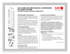 SAF ULTRALITE Mechanical Suspension & Slider System Commercial Warranty Certificate