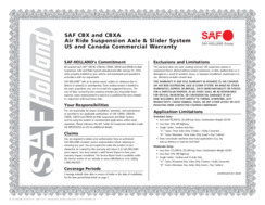 SAF CBX and CBXA Air Ride Suspension Axle & Slider System US and Canada Commercial Warranty