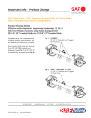 TIS (Tire Inflation System) Prep Holes Change Bulletin for SAF Trailer Axles