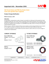 SAF Drum Brake & P89 Air Disc Brake Axles with Axle Spindle Nuts Change Bulletin