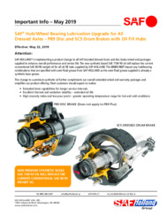 SAF Hub/Wheel Bearing Lubrication Upgrade Bulletin for all Dressed Axles