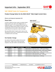 MAX-VALVE Ride Height Control Valve Bulletin for SAF CBX40 Trailer Air Suspensions