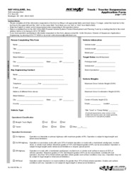 Truck / Tractor Suspension Application Form