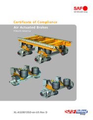 SAF Certificate of Compliance for Air Actuated Brakes in North America
