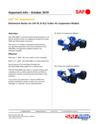 SAF RL & RLU Trailer Air Suspension Models Retirement Bulletin