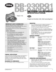 HOLLAND DB-030DQ1 & DB-040DQ1 Drawbar Spec Sheet