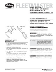 Air Release Wedge Stop Block & Plunger Lock Replacement Kit Installation Instructions for HOLLAND FleetMaster Fifth Wheels