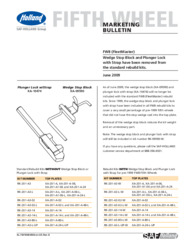 Wedge Stop Block & Plunger Lock Removal Bulletin for HOLLAND FleetMaster Fifth Wheels