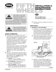 HOLLAND FW67 & FW69 Series Air Lift Fifth Wheel Installation & Maintenance Instructions