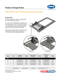 Tie Bar Design Change Bulletin for HOLLAND ILS No-Tilt Sliding Fifth Wheel Assemblies