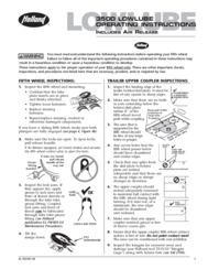 HOLLAND 3500 Low-Lube Fifth Wheel Operating Instructions