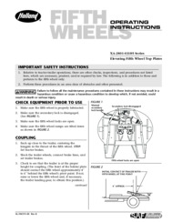 HOLLAND XA-2801-03185 Series Elevating Fifth Wheel Top Plate Operating Instructions