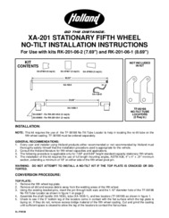 HOLLAND XA-201 Stationary No-Tilt Fifth Wheel Installation Instructions