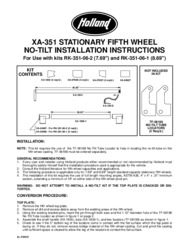 HOLLAND XA-351 Stationary No-Tilt Fifth Wheel Installation Instructions
