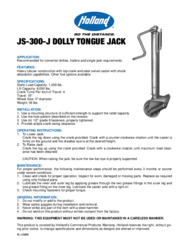 JS-300-J Dolly Tongue Jack Applications Installation, Operation, and Maintenance Sheet