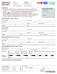 SAF-HOLLAND Service Report (Claim Form) for US & Canada
