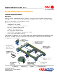 Mechanical Slide Boxes Change Bulletin for All SAF (Binkley) Mechanical Slider Assemblies