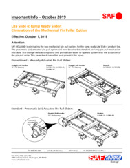 Lite Slide 4: Elimination of the Mechanical Pin Puller Option Bulletin for SAF Ramp Ready Sliders