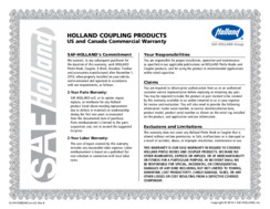 HOLLAND Coupling Products Warranty Certificate for US & Canada