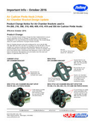Air Cushion Pintle Hook 2-Hole Air Chamber Bracket Design Change Bulletin for HOLLAND PH-200, 210, 300, 310, 400, 410, 419 & 550 Air Cushion Pintle Hooks