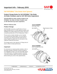 Important Information - Technology / SAF INTEGRAL Disc Brake Air Brake Chambers
