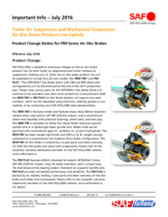 SAF P89 Series Air Disc Brakes Product Line Announcement Bulletin