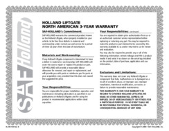 HOLLAND Liftgate North American 3-Year Warranty