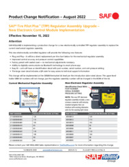 SAF Tire Pilot Plus Regulator Assembly Upgrade Bulletin
