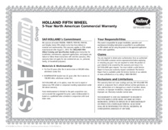HOLLAND Fifth Wheel 5-Year North American Commercial Warranty