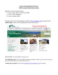 SAF-HOLLAND Vendor Order Entry Guide for EVANS Transportation