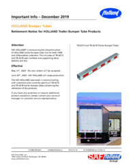 Retirement notice for HOLLAND Trailer Bumper Tube Products